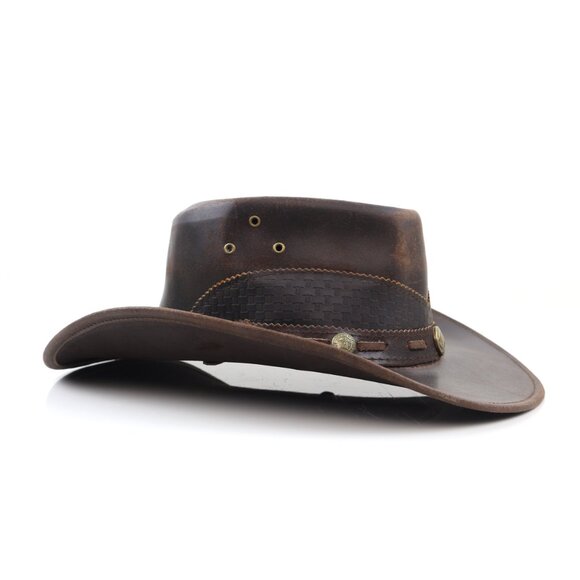 Stellman Leather Hat Western Cowboy Hat Handmade Leather Hat Vintage Leather Hat - Picture 3 of 6